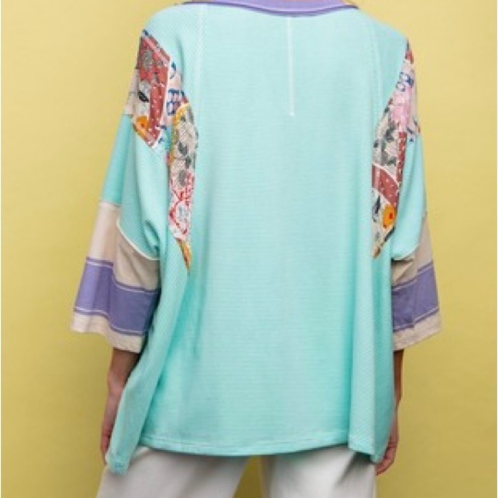 🔥🔥New BoutiquePin Stripe Mix Print Loose Fit Knit Top - Picture 5 of 5